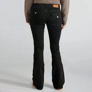 <span class=keywords><strong>Pantaloni</strong></span> a vita bassa Bootcut in Denim elasticizzato da <span class=keywords><strong>donna</strong></span> <span class=keywords><strong>pantaloni</strong></span> Slim svasati Jeans Casual stile Casual a gamba larga in Denim nero - Product Image 3