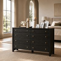 Commode à 8 tiroirs en chêne massif, style luxe discret et moderne, meuble de rangement pour chambre et appartement