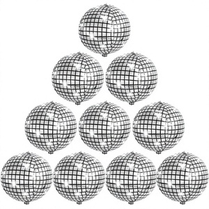 Pacote com 10 Balões de Espelho Metálico 4D de 22 Polegadas para Festas de Disco, Aniversários e Carnavais (Prata) - Product Image 4