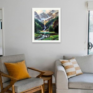 Paint con Kit di numeri per adulti-cascata di montagna fai da te con alberi di pino 16x20 pollici, regali di arte della natura senza cornice - Product Image 4
