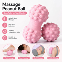 Ballon de massage 5,5 cm 11 cm pour la relaxation des muscles plantaires du pied, ballon en forme d'arachide pour le dos, le cou, le yoga, le fitness, noir, gros points, double ballon