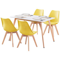 Table à manger rectangulaire simple en gros d'usine 120/80 cm, plateau blanc, pieds en bois de hêtre naturel, mobilier de cuisine et salle à manger nordique pour la maison
