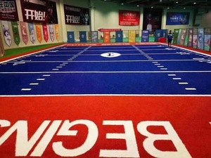 Tùy chỉnh 15 mét đống Chiều cao tập thể dục cỏ nhân tạo Thảm phòng tập thể dục chạy theo dõi sàn tổng hợp PE cho Turf SLED chạy nước rút theo dõi - Product Image 5