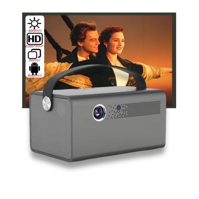 Upgraded Android 9 DLP LED Projector Lamp 4K Smart Projector 600ANSI HIFI Stereo Portable Home Theatre KTV Mini V7