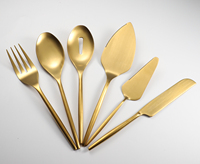 Couverts de restaurant pour mariage Buffet Ensemble d'ustensiles de service en acier inoxydable or mat