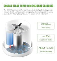Zilong Mixeur Portable 350ml en Acier Inoxydable, Presseur de Jus Frais Sans Fil USB avec Batterie pour Maison et Voiture