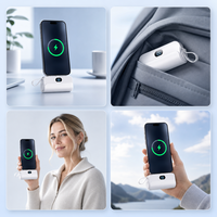 Batterie externe Plug and Charge Mini 4500mAh avec écran LED, format de poche, câble Type C, support de téléphone, pour situations d'urgence et voyages, vente en gros