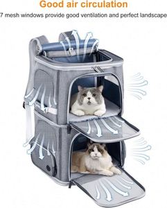 Free Sample Double Cat <b>Carrier</b> <b>Dog</b> <b>Backpack</b> <b>Carrier</b> for Medium <b>Dogs</b>,Double Compartment Pet <b>Carrier</b> Backpackfor Outdoor - Product Image 4