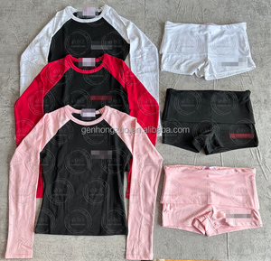 Y2K Clothing Custom 2 Piece Set <strong>Women</strong> Cotton <strong>Jersey</strong> Baby Tee Skinny Long Sleeves and Flared <strong>Shorts</strong> for <strong>Women</strong> Loungewear Set - Product Image 2