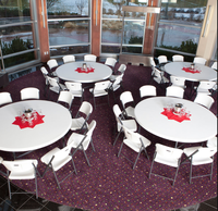 Table Ronde Pliante en Plastique Blanc de 1,80 m pour 10 Personnes, Vente en Gros, Idéale pour Événements Extérieurs, Fêtes, Banquets et Mariages