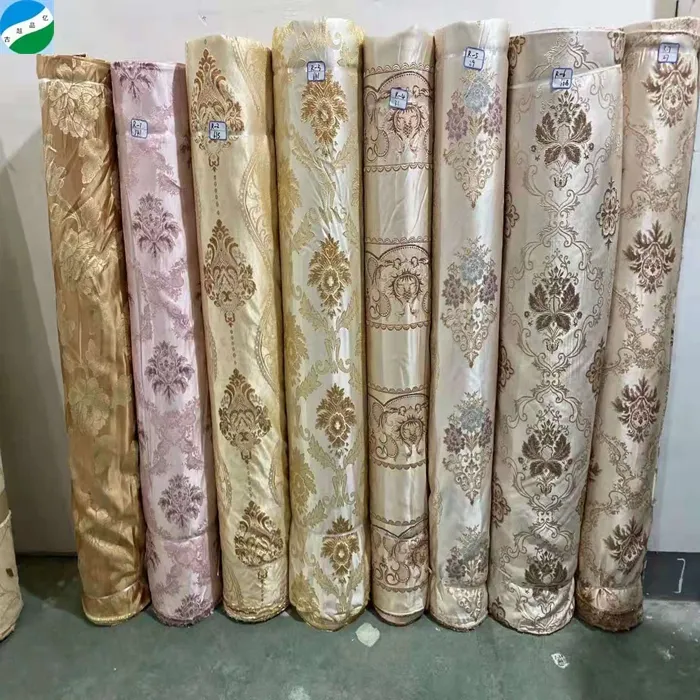 Pabrik Cina 100% Poliester Kain Jacquard Tirai Kain Pelapis Murah Stok Besar Kain dari Shaoxing