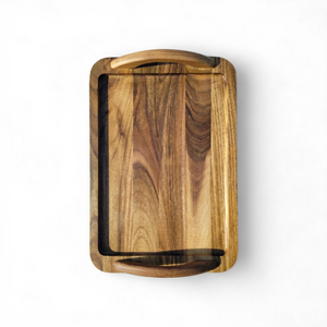 Bandeja Moderna para Lavavajillas de Madera de Acacia con Diseño Floral Hecha a Mano, Modelo FWE-006, Nueva, Personalizada, Venta al por Mayor Directa de Fábrica, la Más Vendida - Product Image 1