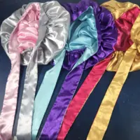 Wholesale Reversible Bonnets Edge Wrap Custom Long Band Satin Hair Silk Bonnet With Ties