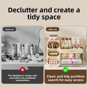 Cosmetic Organizer Home Dressing <b>Table</b> High-<b>End</b> Large-Capacity Lipstick Skincare Multi-Functional Compartment <b>Storage</b> Rack - Product Image 3
