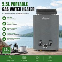 Chauffe-eau à gaz portable pour camping extérieur 5,5 L sans réservoir au propane avec protection contre l'extinction de flamme et kit de douche pour camping-car, voyage et randonnée