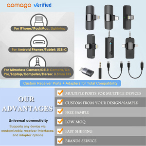 Micro không dây khử tiếng ồn di động tùy chỉnh K9 K8, micro cài áo không dây chống gió dành cho phát sóng trực tiếp ngoài trời - Product Image 3