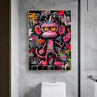 Peinture murale décorative sur toile, style graffiti animalier abstrait moderne, affiches de dessins animés familiaux, art urbain