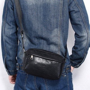 Men's Genuine Leather Crossbody <b>Bag</b> Black Durable Everyday Use - Product Image 1
