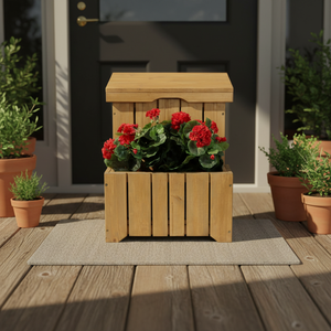 Abri de jardin en <span class=keywords><strong>bois</strong></span> pour colis, boîte de livraison extérieure étanche avec <span class=keywords><strong>jardinière</strong></span> et toit à charnières ouvrable - Product Image 3