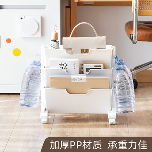 Office Organizer Storage Rack With Wheels Rectangle Standing Type Minimalist White Pink Blue PP Material SD-9162 - Product Image 5