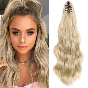 Ponytail Extension Claw Clip 16#34; 24#34; Long Wavy Curly Hair Extension Jaw Clip Ponytail Hairpiece Synthetic Pony Tail (24 In