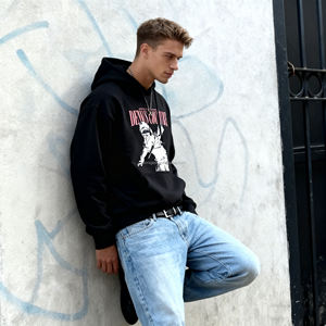 Sudadera con Capucha Corta de Felpa Francesa para <span class=keywords><strong>Hombre</strong></span>, Estilo Casual, de Alta Calidad, Negra, Personalizada, Unisex, con Efecto Desgastado - Product Image 1