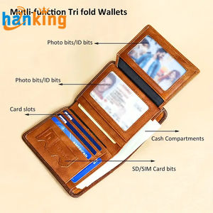 Ehanking Portefeuille en cuir vintage pour homme, porte-cartes, portefeuille rétro mince et court multifonctionnel avec blocage de crédit, grande qualité - Product Image 2