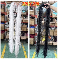 Boa en Plumes d'Autruche Naturelles de 2 Mètres pour Robe de Mariage, Accessoire de Couture, Châle en Plumes d'Autruche Colorées 1 2 6 8 10 PLY