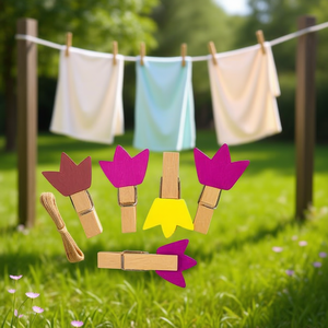 Ilan Mollette in Legno a Forma di Corona 3,5 Cm 10 Pezzi con Corda di Iuta - Product Image 3