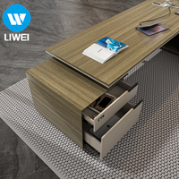Bureau de direction moderne haut de gamme en bois LIWEI avec armoire de rangement en forme de L et design ergonomique pour les patrons