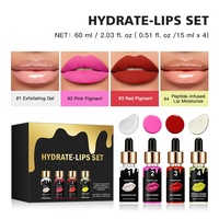 Ensemble de soins pour les lèvres en 4 étapes : gel exfoliant, rouge à lèvres pigmenté, hydratant à base de peptides, baume à lèvres, traitement nourrissant longue durée pour les lèvres