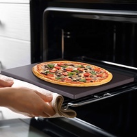 Pierre à Pizza antiadhésive de 15x12 pouces, revêtement en céramique noir carré pour four à barbecue, four à Grill, cuisson au four, pour servir du pain