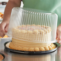 Conteneur à gâteau rond en plastique PET de 10 pouces, jetable, transparent, avec base noire, pour emballage alimentaire, transport et présentation de gâteaux chiffon
