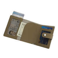 Dompet Kartu Otomatis Pop Up Kulit Anti RFID Berbahan Aluminium Kustom dengan Kantong Resleting dan Kancing Jepret untuk Pria