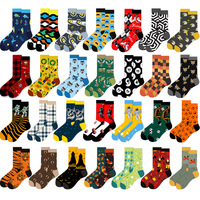 Chaussettes fantaisie colorées en Jacquard pour hommes, 2021