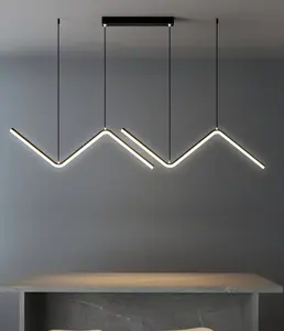 Zeal Lighting Trending Simple Design Aluminum Metal Bedroom Line Led Black Nordic Pendant Light