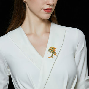 Elegante estilo chino gradiente pluma broche estilo Retro Phoenix ramillete Cheongsam vestido accesorios estilo accesorio - Product Image 4