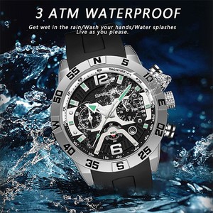 Reloj de Pulsera de Cuarzo para Hombre Sanda 9018, Cronógrafo de Seis Agujas, Luminoso, con Calendario y Función Impermeable - Product Image 4
