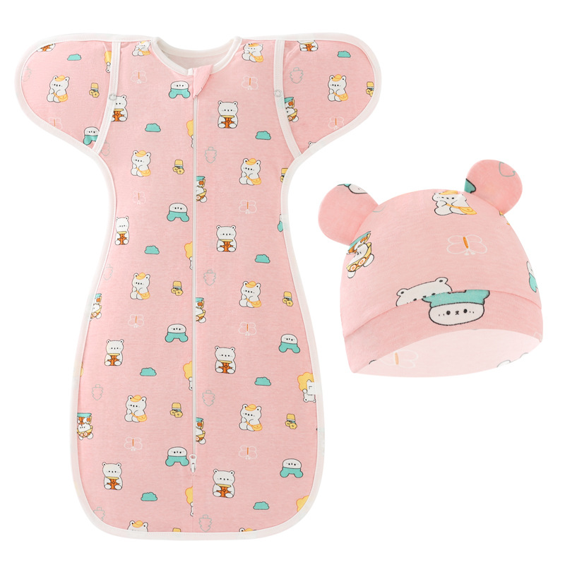 Ours blanc sur rose + chapeau