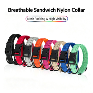 Sandwich Fabric <b>Dog</b> <b>Collar</b> Adjustable <b>Large</b> Medium Small Golden Hair Nylon Pet <b>Collar</b> <b>Large</b> <b>Dog</b> Anti Lost - Product Image 3