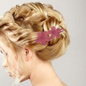 Nouvelle pince à cheveux grande en plastique, style bec de canard, double fleur, couleur mate coréenne, pour femmes, jeunes filles et dames, accessoire de mode élégant pour queue de cheval - Product Image 5