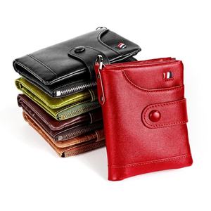 Nouvelle mode pour hommes, portefeuille court en cuir de vache véritable, anti-RFID, portefeuille rétro multifonction, portefeuille décontracté pour affaires avec fermeture éclair - Product Image 1
