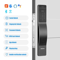 Serrure de porte intelligente en verre trempé à reconnaissance faciale en alliage d'aluminium CNC haut de gamme, Tuya WiFi, indice d'étanchéité IP65, sécurité de classe C