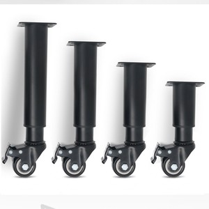 Pieds de table mobiles modernes et simples en bois noir avec freins pour meubles de chevet et de café, roulettes de meuble à roulement silencieux - Product Image 2