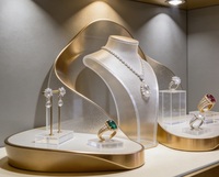 Ensemble de présentoirs à bijoux en velours violet foncé de luxe, support à bijoux en métal et bois de qualité supérieure pour colliers, boucles d'oreilles et bagues