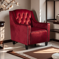 Fauteuil Club d'Appoint Capitonné en Velours avec Passepoil et Clous Décoratifs, Meuble de Loisirs Design pour la Maison, Chambre ou Appartement