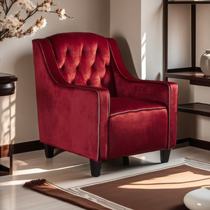 Poltrona Club Accent in Velluto Trapuntato con Profili e Finiture Borchiate, Arredo di Design per il Tempo Libero per Casa, Camera da Letto o Appartamento - Product Image 4
