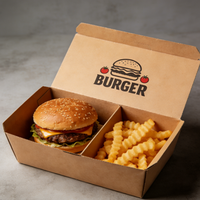 Caja de Papel para Comida Rápida con Logotipo Personalizado, Caja para Pollo Frito, Hamburguesas, Papas Fritas, Alitas de Pollo, Aperitivos Callejeros, Empaque para Comida Rápida