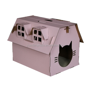 Rascador de gato de cartón de papel colorido, condominio conveniente para gatos para rascar y jugar Hideaway Play Box - Product Image 3