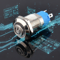 Interrupteur à bouton-poussoir HB IP65 auto-bloquant en laiton, anneau lumineux, tête plate, 1NO, réinitialisation manuelle, sans réservoir, 24V, 12mm, 16mm